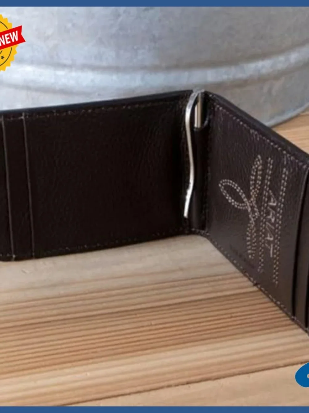 Men's Genuine Leather Wallet Money Clip Style ID Window Card Slots